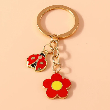 Enchanted Ladybug & Flower Keychain | Cute Gift for Women