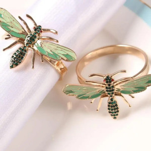 Gold Bee & Wasp Napkin Rings (Set of 6) | Elegant Table Decor
