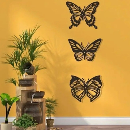 Sticker Papillon Ailes de Papillon Noir & Blanc en Vinyle - 13cm x 11.3cm
