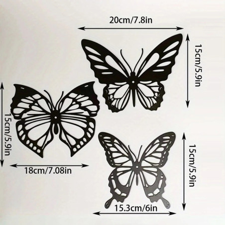 Unique Black & White Metal Butterfly Wings Sticker | 1001Bees