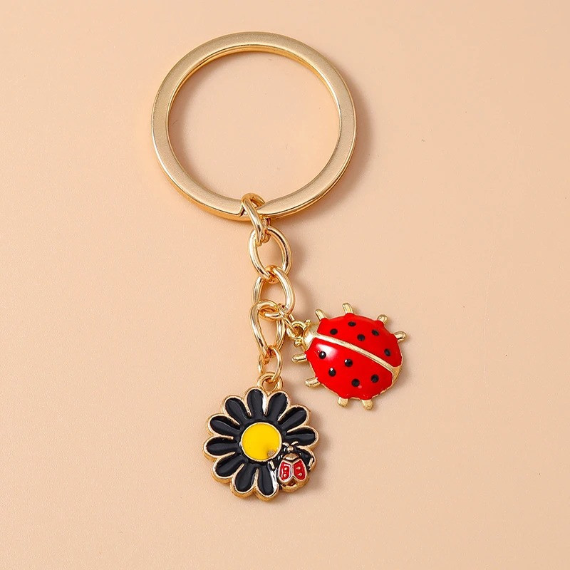 Porte-clés Coccinelle "Marguerite et Coccinelle Colorée" - 4 couleurs au choix !