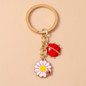 Porte-clés Marguerite & Coccinelle | Cadeau Porte-Bonheur