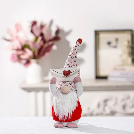 Gnome Coccinelle Message du Cœur - Lettre au Coeur Rouge et Blanc