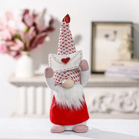 Gnome Coccinelle Message du Cœur - Lettre au Coeur Rouge et Blanc