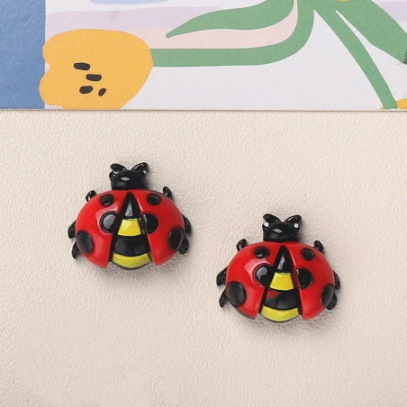 Cute Resin Ladybug Figurines - Set of 10 for DIY & Decor
