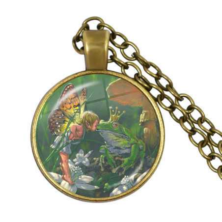 Collier Grenouille Rêverie Féerique et Grenouille Mystique - bronze
