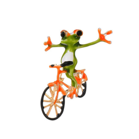 Cycling Frog Brooch | Funny Animal Enamel Pin Jewelry Gift