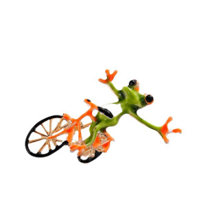 Broche Grenouille à Vélo | Pin's Animal Amusant Cadeau Bijou