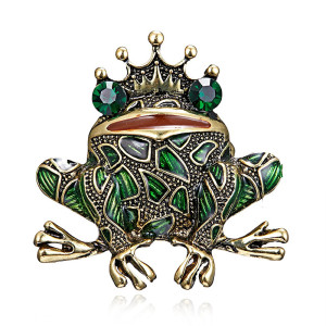 Royal Frog Prince Brooch | Cute Enamel & Crystal Pin