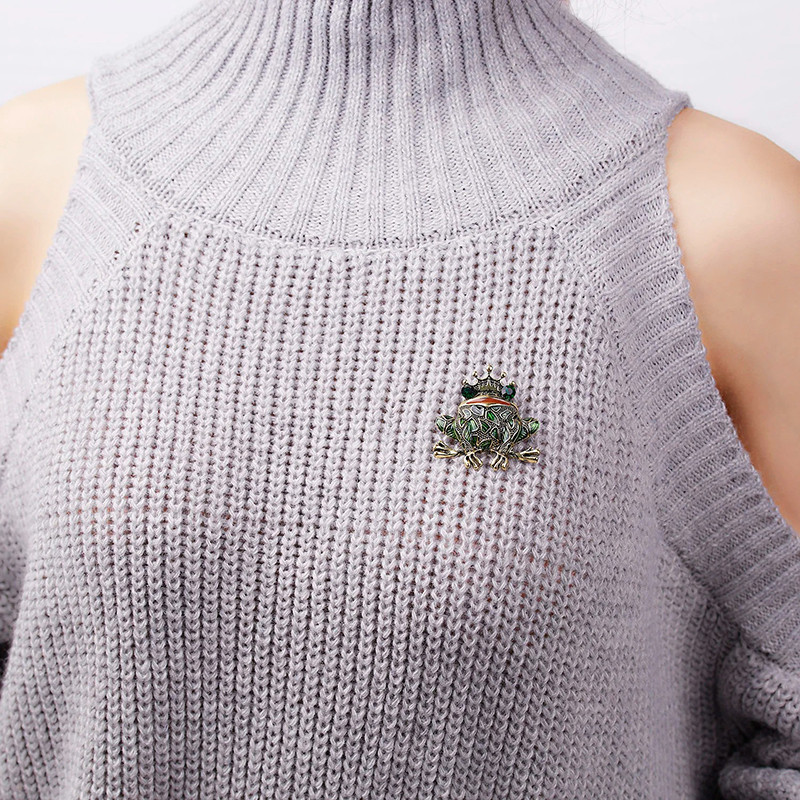 Royal Frog Prince Brooch | Cute Enamel & Crystal Pin