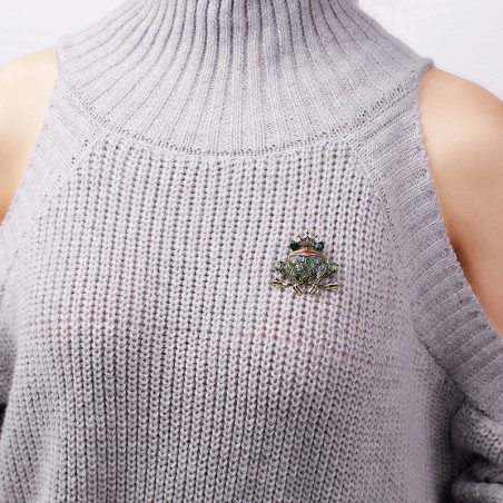 Broche Prince Grenouille Royal | Pin's Mignon Émail & Cristal