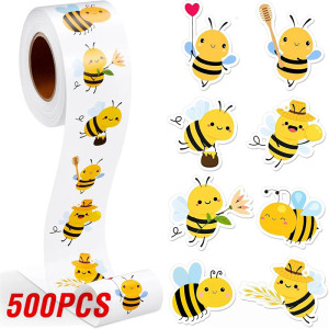 Rolle mit 500 lustigen Bienen-Aufklebern | Süße Sticker
