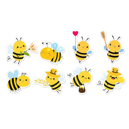 Rolle mit 500 lustigen Bienen-Aufklebern | Süße Sticker