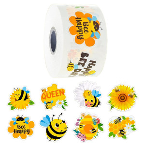 Rouleau 500 Autocollants Abeille Apiculteur (2.5cm) - Papier | Cadeau Apiculteur & Créatifs