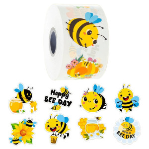500 Cute Bee Stickers Roll | Gift for Beekeepers & Crafters