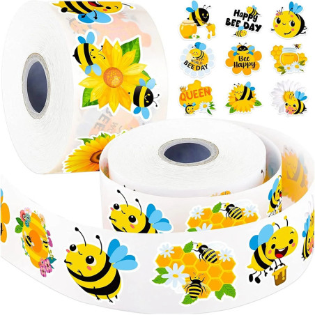 Rouleau 500 Autocollants Abeille Apiculteur (2.5cm) - Papier | Cadeau Apiculteur & Créatifs
