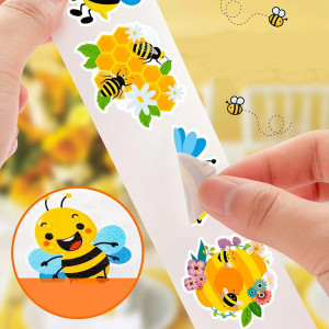 500 Cute Bee Stickers Roll | Gift for Beekeepers & Crafters