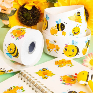 500 Cute Bee Stickers Roll | Gift for Beekeepers & Crafters