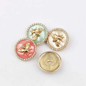 Bouton Abeille Strass : Lot Couture Élégance x2