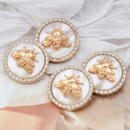 Bouton Abeille Impériale Or & Strass - Lot de 6 (18/23/25mm) | Lot de 6 Boutons Élégants pour Couture