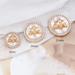 Bouton Abeille Impériale Or & Strass - Lot de 6 (18/23/25mm) | Lot de 6 Boutons Élégants pour Couture