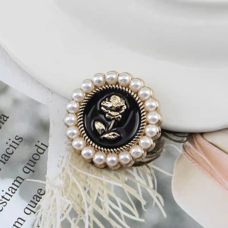 Bouton Vintage Rose Impériale & Perles - Lot de 10 (18-25mm)| Idée Cadeau Créatif