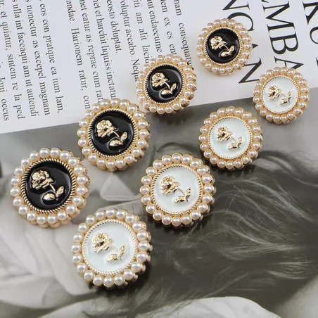 Bouton Couture Vintage 'Rose Impériale' - Lot de 10 pièces