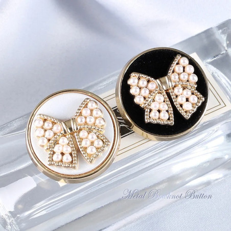 Bouton Bijou "Nœud Perlé Élégance" - Lot de 6 pièces