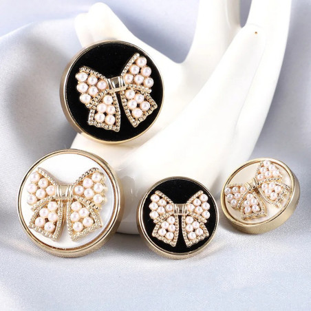 Bouton Bijou "Nœud Perlé Élégance" - Lot de 6 pièces !