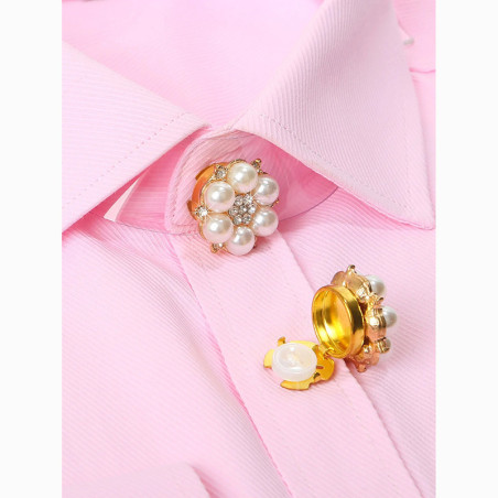 “Pearly Elegance” Flower Button Cover | Cute Shirt Accessory