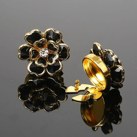 Crystal Flower Button Covers | Unique Gift for Women | Set of 2
