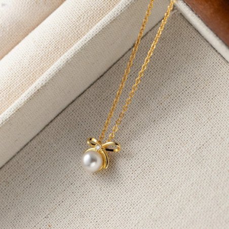 Collier Abeille Perle Élégant en Argent 925 | Cadeau Femme