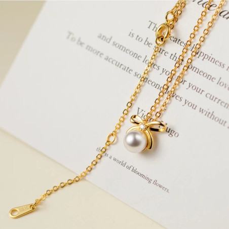 Collier Abeille Perle Élégant en Argent 925 | Cadeau Femme