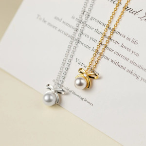 Collier Abeille Perle Élégant en Argent 925 | Cadeau Femme