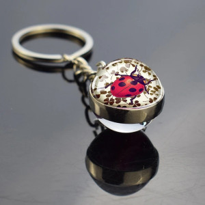Porte-clés Coccinelle Trèfle Porte-Bonheur Vintage