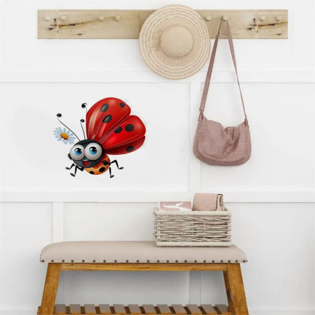 Autocollant Coccinelle "Petit Vol Joyeux" - 15, 20 ou 30 cm au choix !