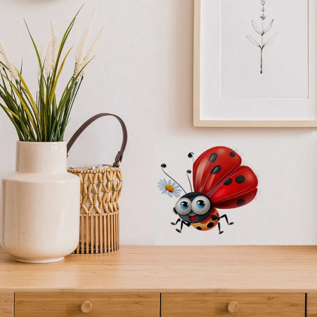 Autocollant Coccinelle "Petit Vol Joyeux" - 15, 20 ou 30 cm au choix
