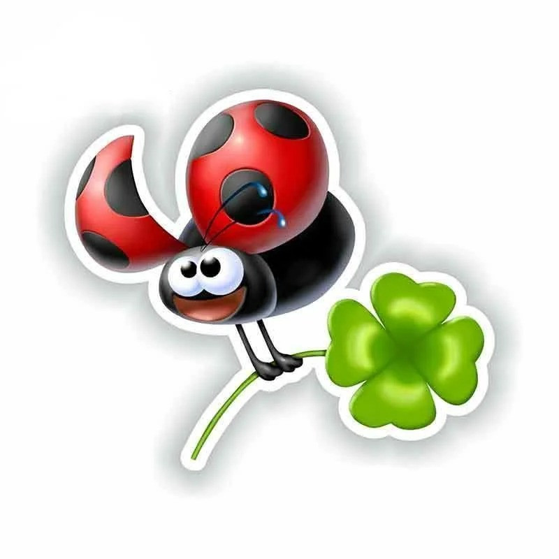 Cute Lucky Clover Ladybug Sticker | Good Luck Decal Gift