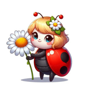 'Flowery Spring' Cute Ladybug Sticker | Colorful Vinyl Decal