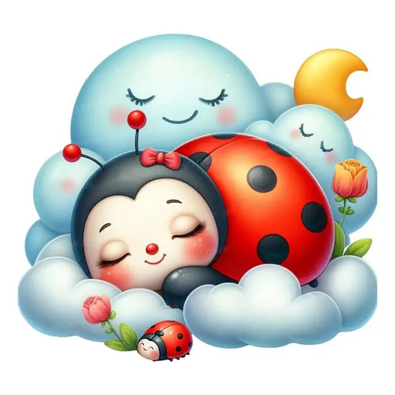 Cute 'Floral Nap' Ladybug Sticker | Unique Wall & Laptop Decal