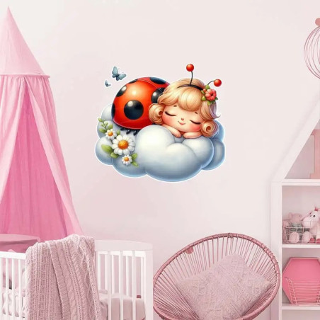 'Moonlight Glow' Cute Ladybug Sticker | Magical Night Decor