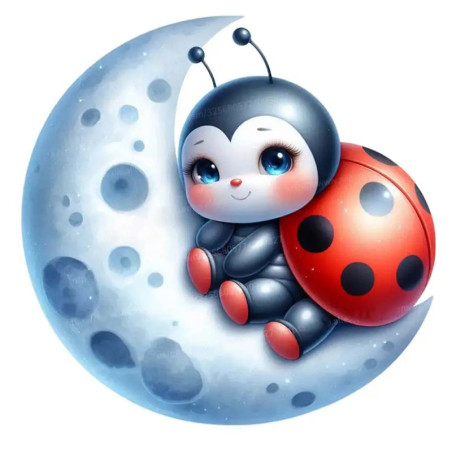 Autocollant Coccinelle 'Lune Mystique' - 15, 20 ou 30 cm !