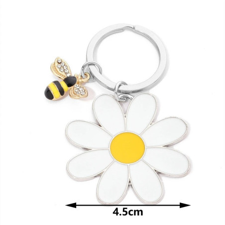 Porte-clés Abeille Dorée & Marguerite | Cadeau pour Femme