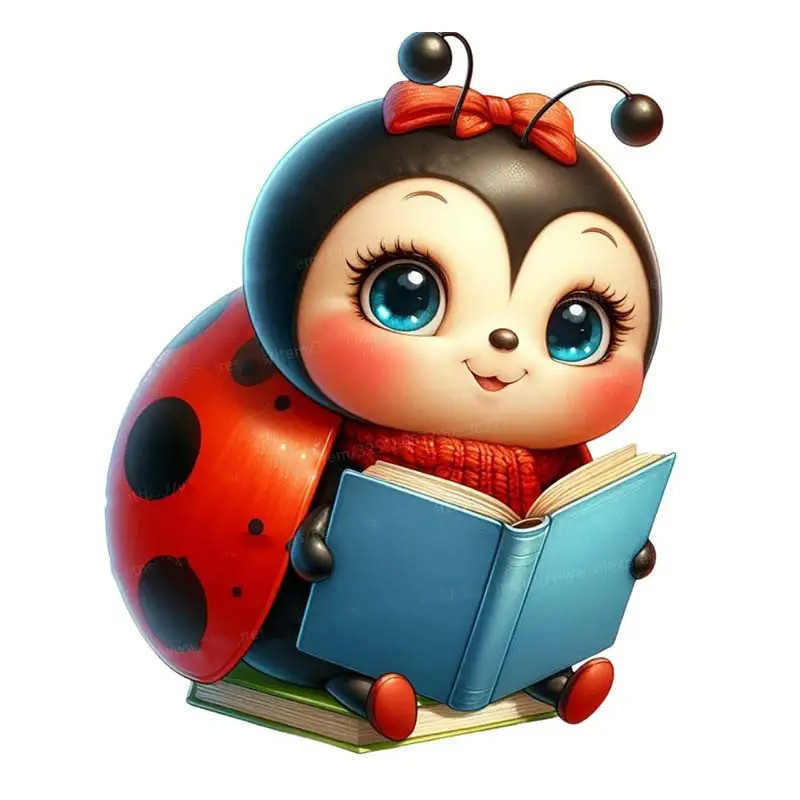 Autocollant Coccinelle 'Petite Lectrice' - 15, 20 ou 30 cm !