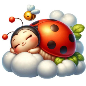Autocollant Coccinelle 'Rêve Flottant' - 15, 20 ou 30 cm !