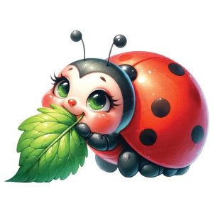 Autocollant Coccinelle 'Gourmande Végétale' - 15, 20 ou 30 cm !