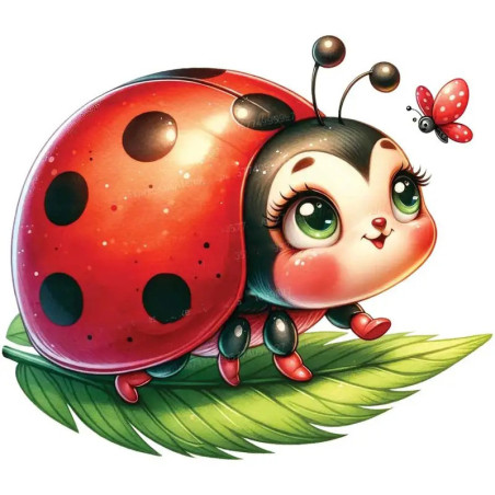 Sticker Coccinelle Mignonne 'Sweet Leaf' - 15, 20 ou 30 cm !