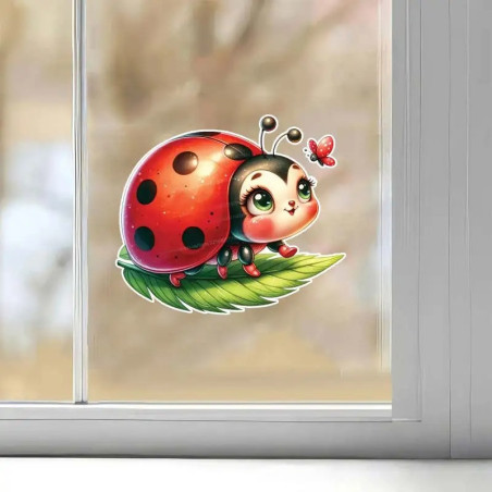Cute Ladybug 'Sweet Leaf' Sticker | Nature & Poetry Decor Gift