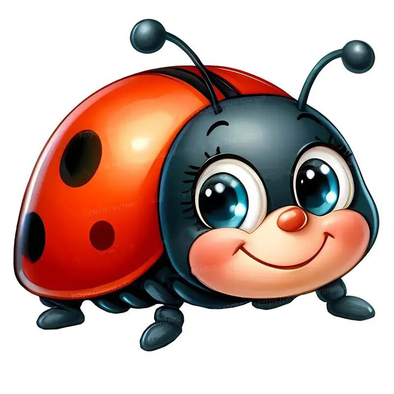 Autocollant Coccinelle 'Sourire Enchanté'  - 15, 20 ou 30 cm !
