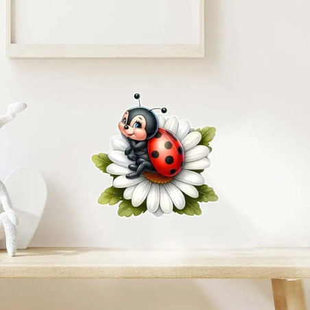 Cute Ladybug on Flower Sticker | Unique Nature & Relax Gift